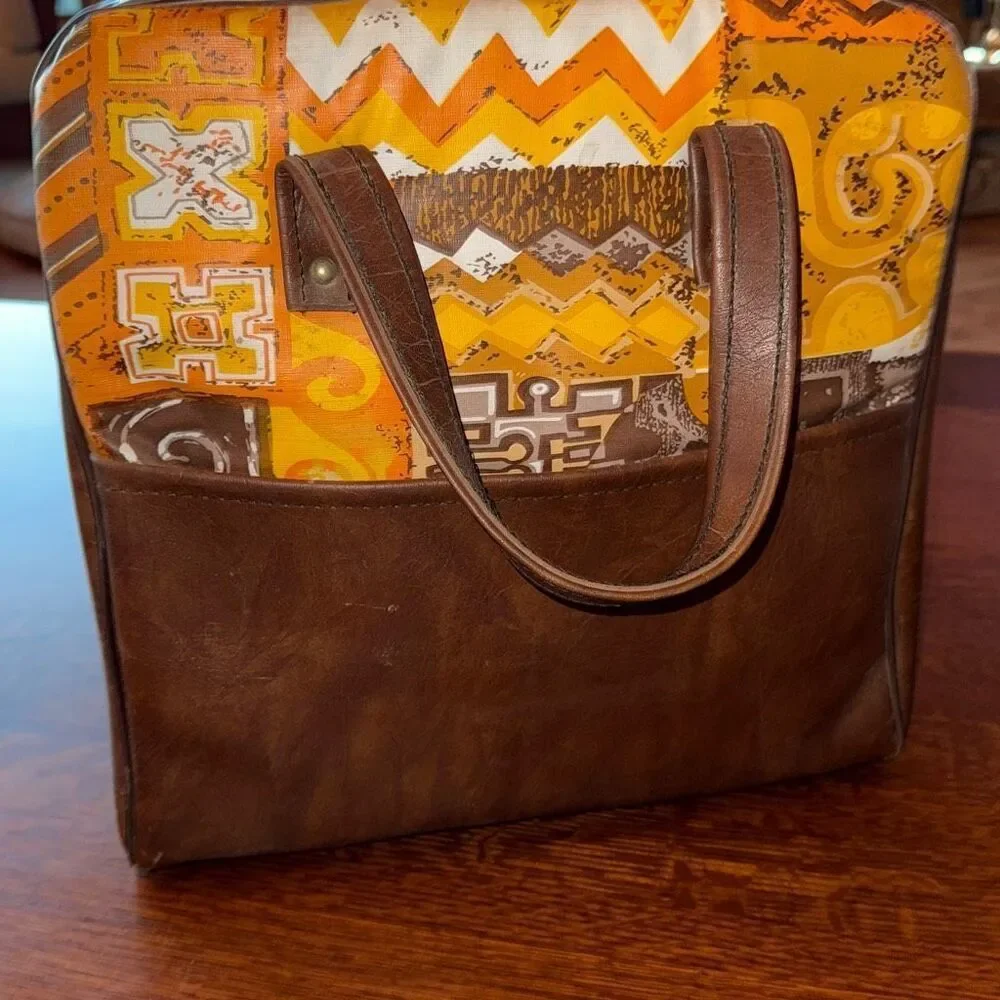 Vintage 50’s 60’s Thermos Set With‎ Original Vinyl Picnic Bag